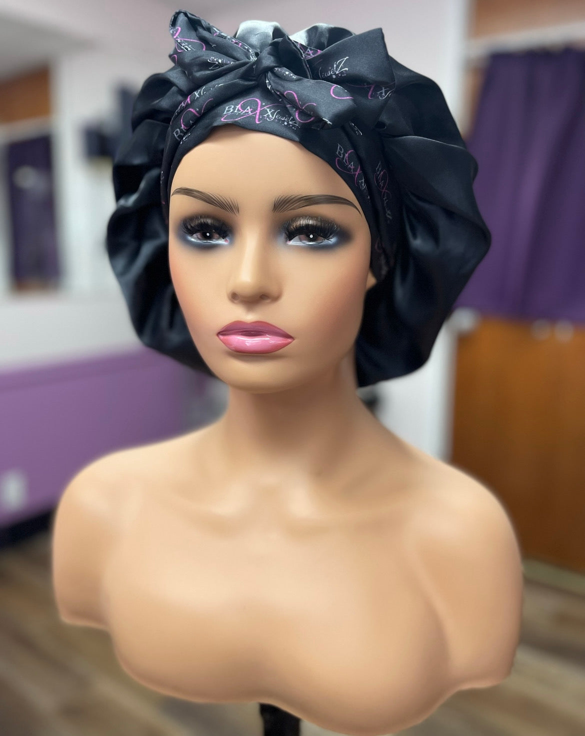 2 in 1 Logo silk bonnet with edge wrap