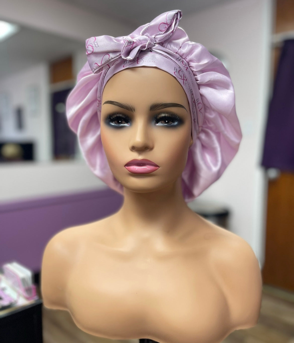 2 in 1 Logo silk bonnet with edge wrap