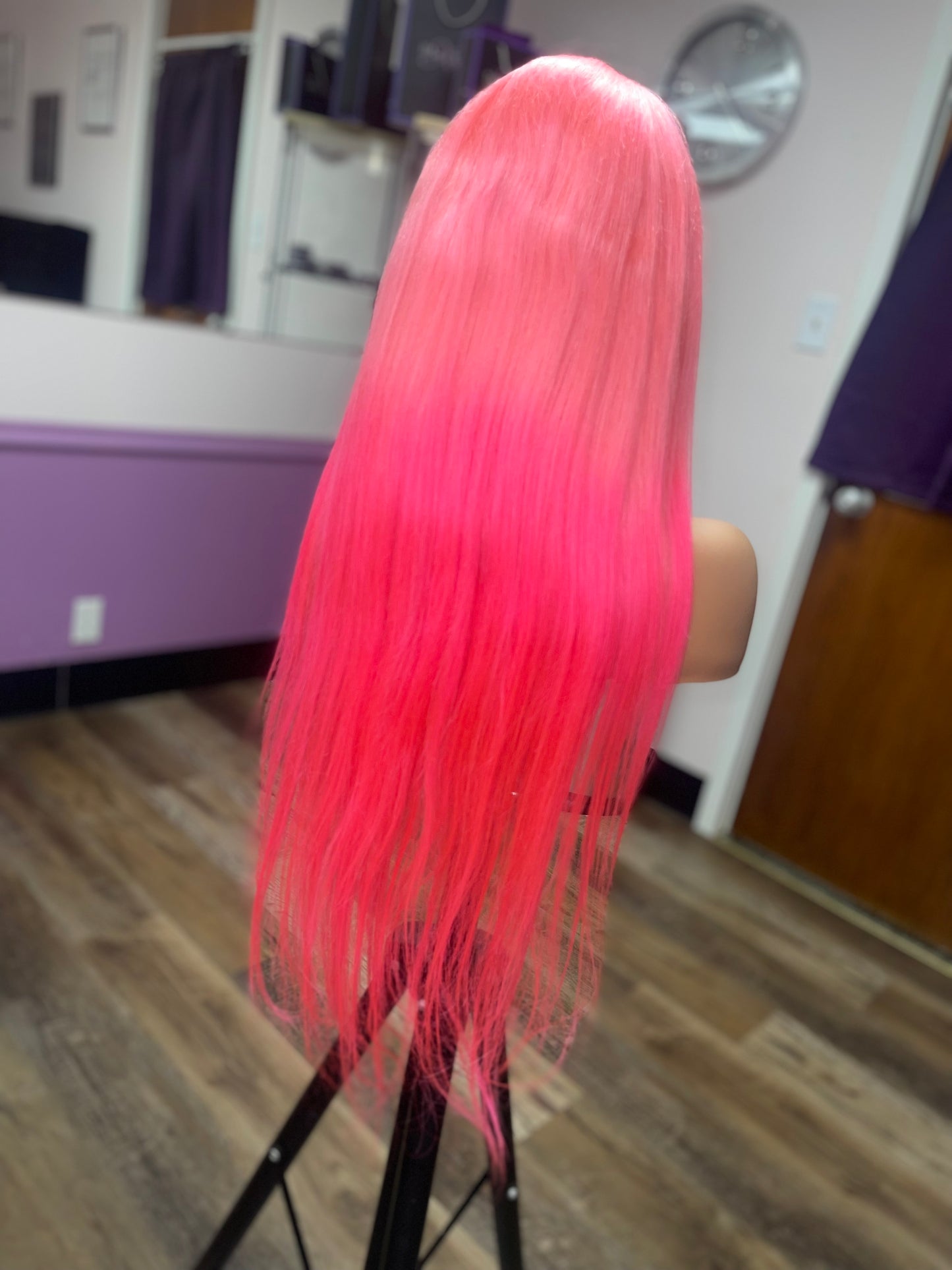 26 inch straight full frontal pink ombré wig