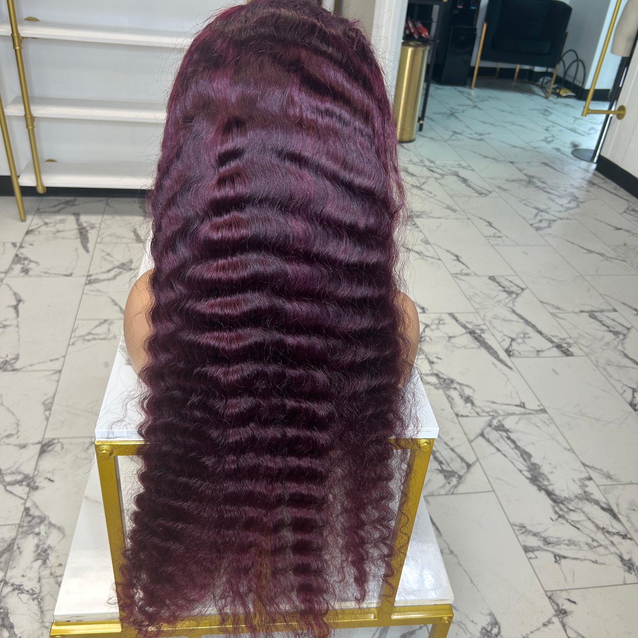 30” burgundy transplant frontal wig