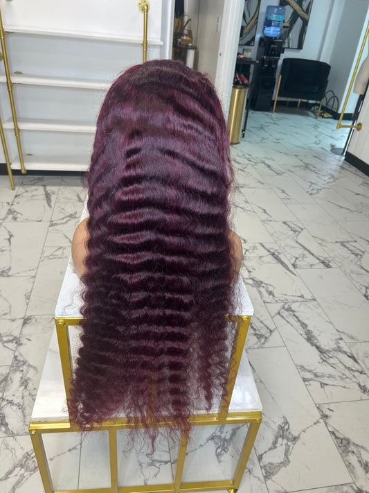 30” burgundy transplant frontal wig