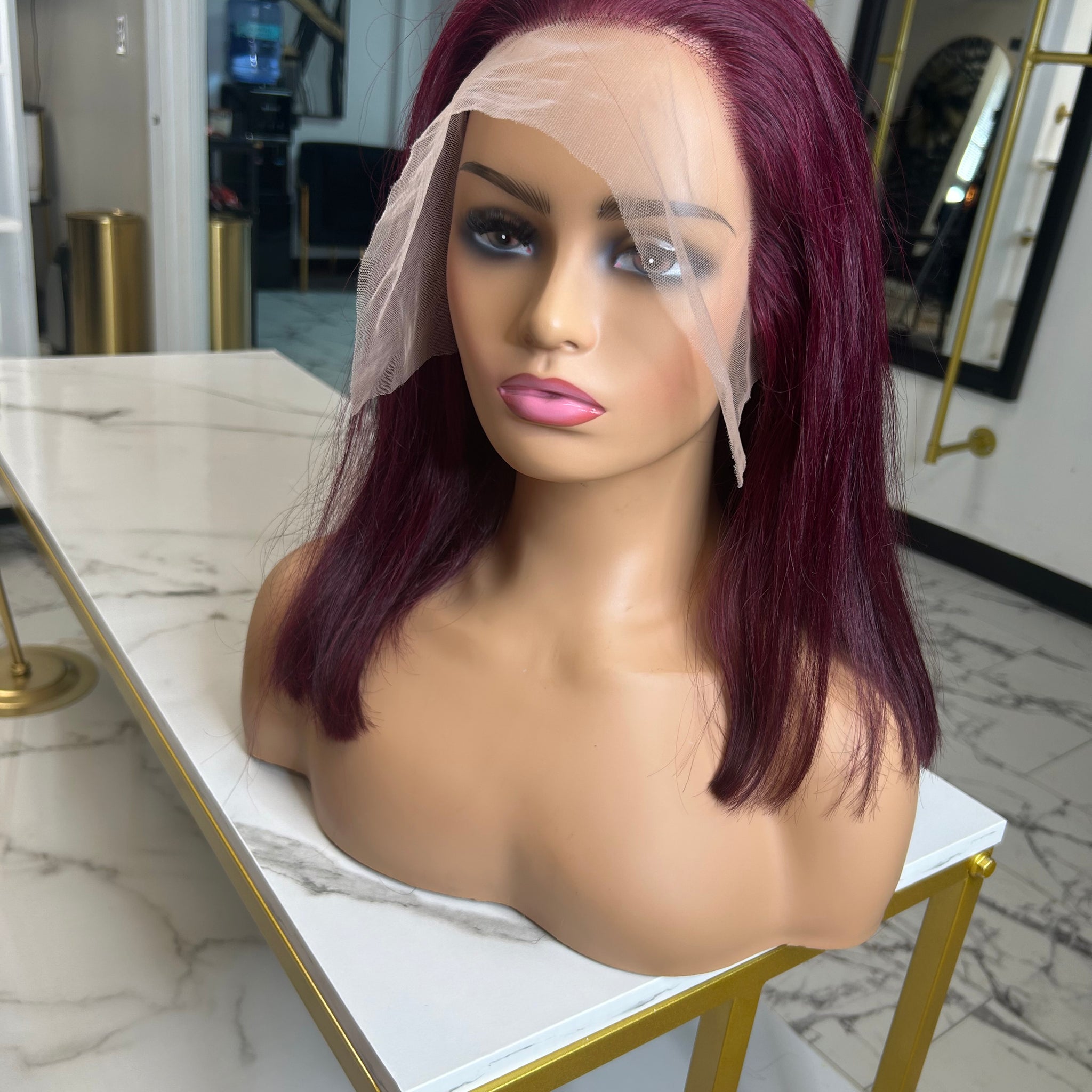12” burgundy frontal bob