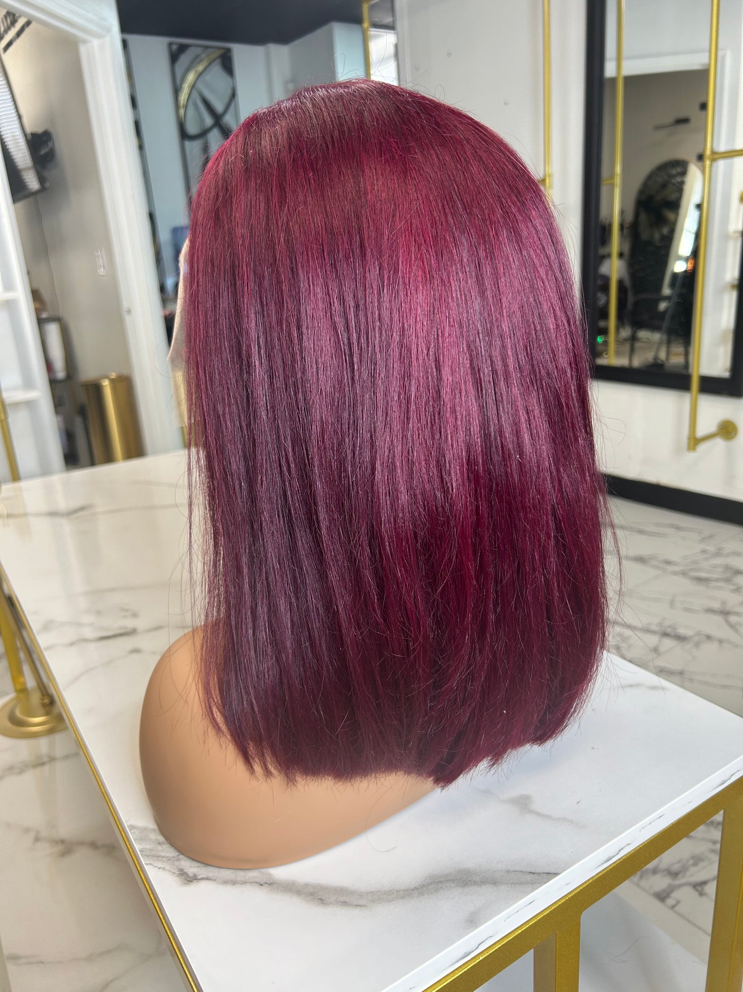 12” burgundy frontal bob