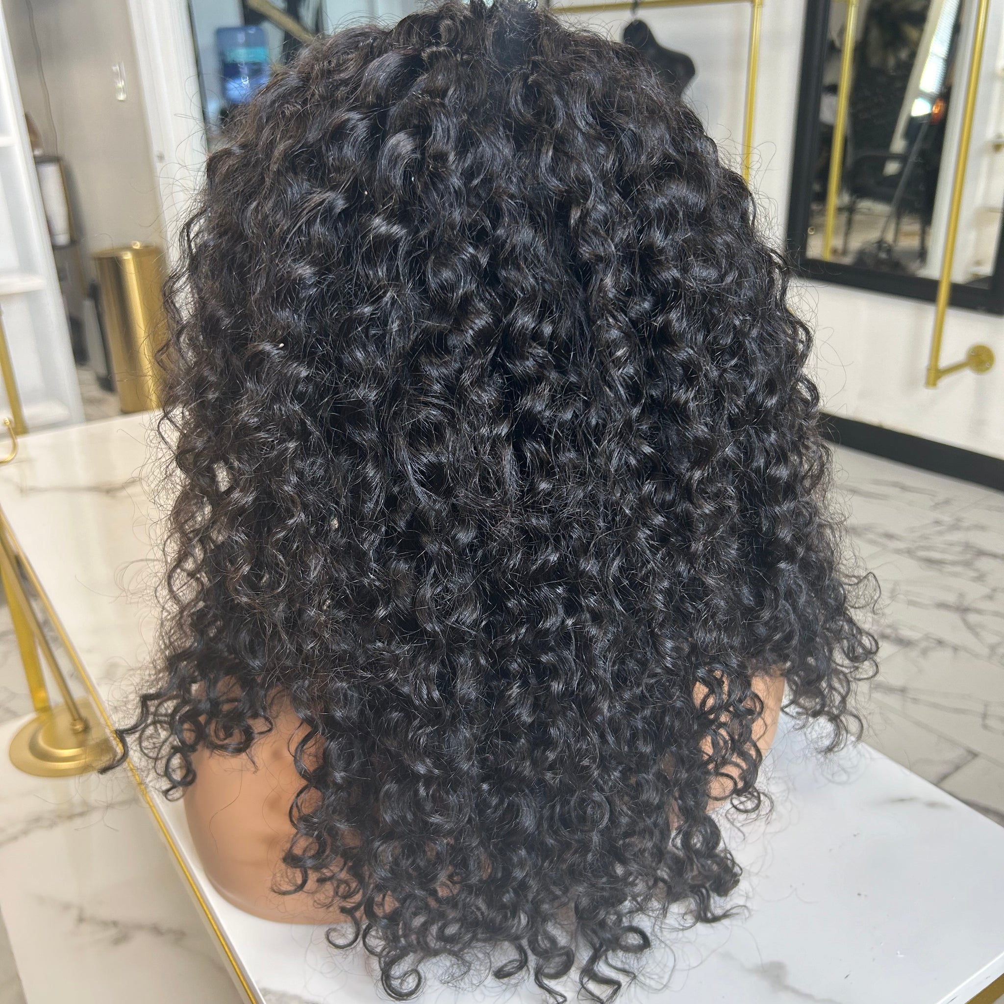 16” deep curly transparent frontal wig