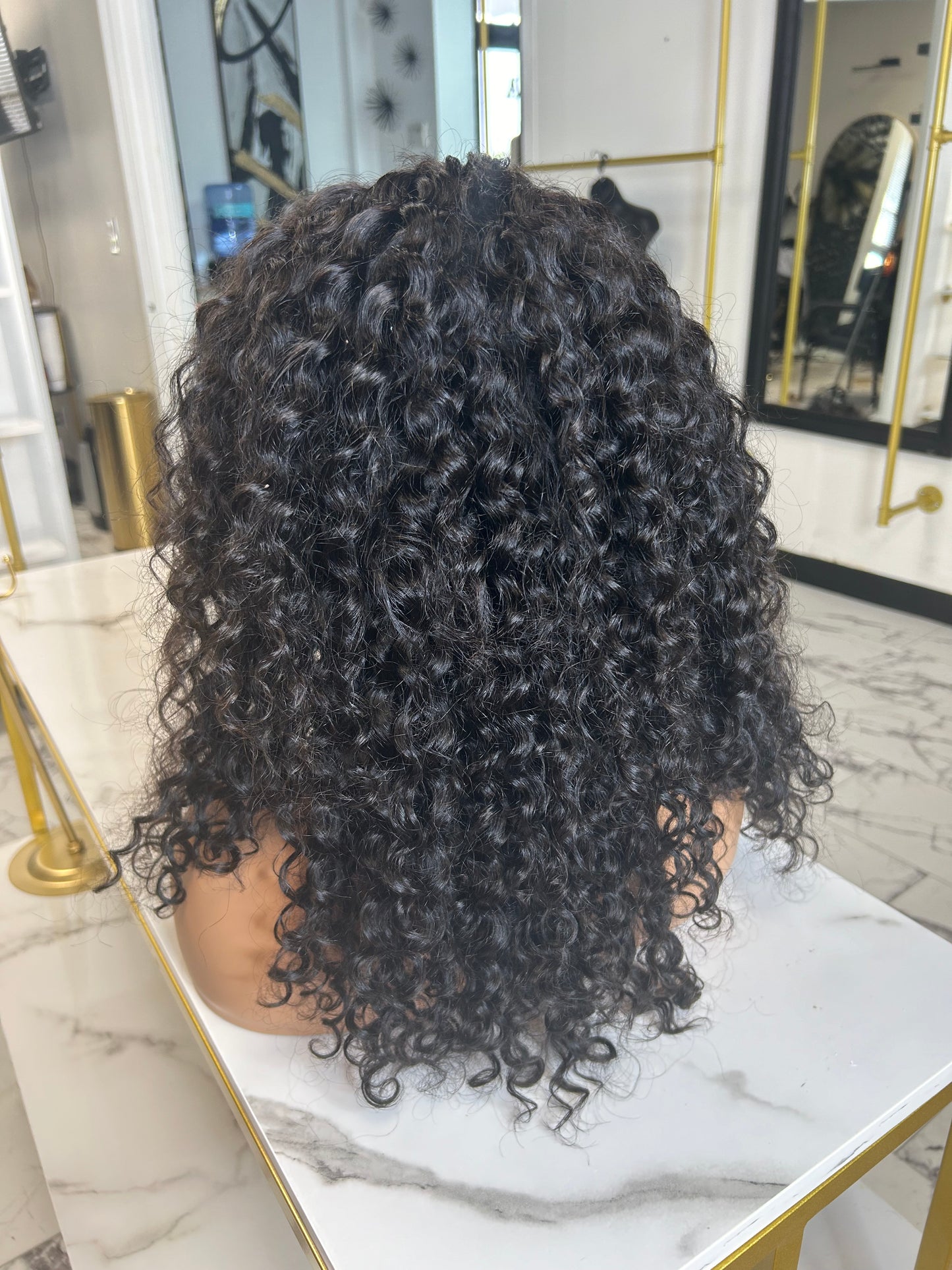 16” deep curly transparent frontal wig