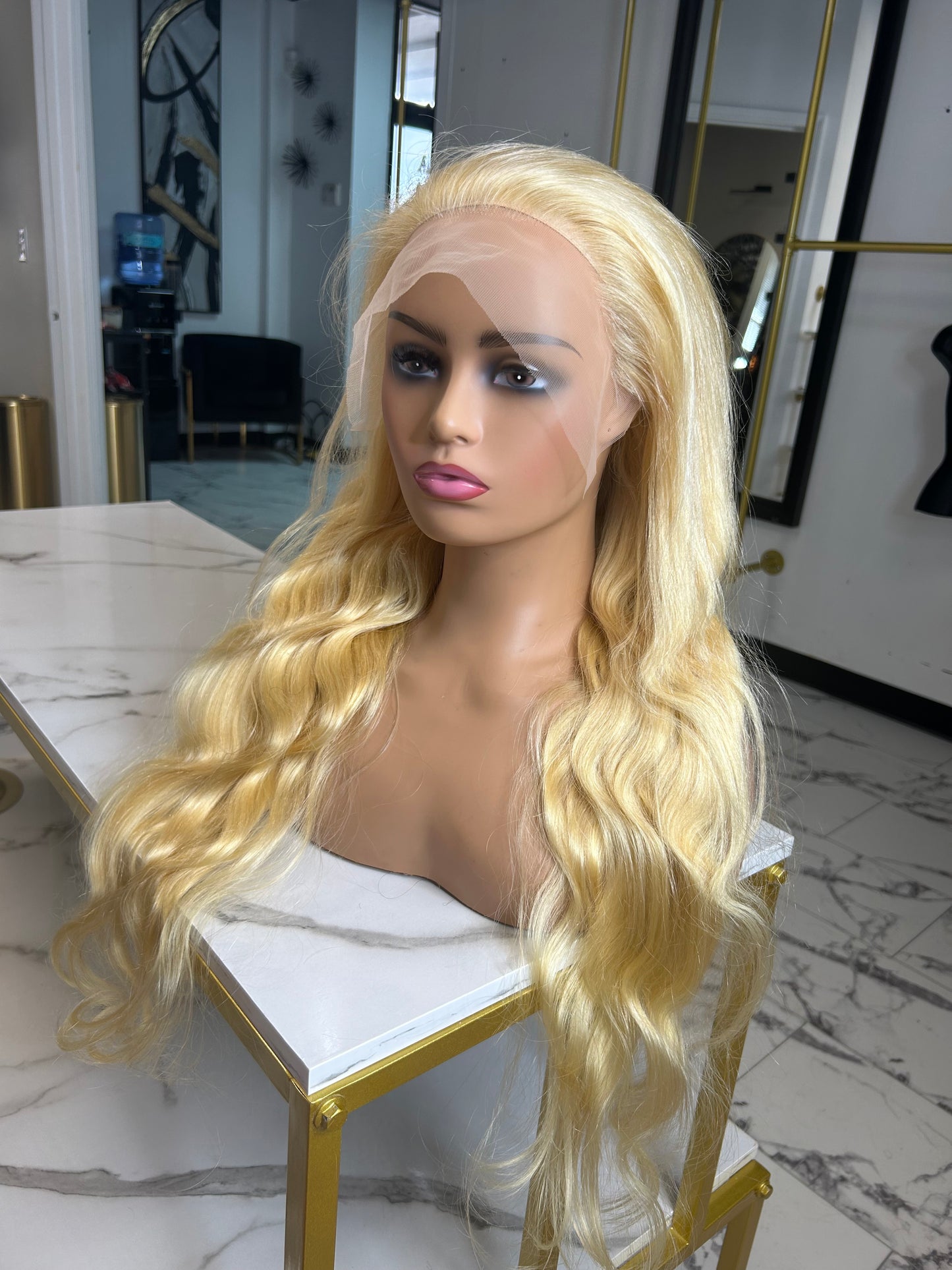 28” 613 blonde transparent cap frontal wig