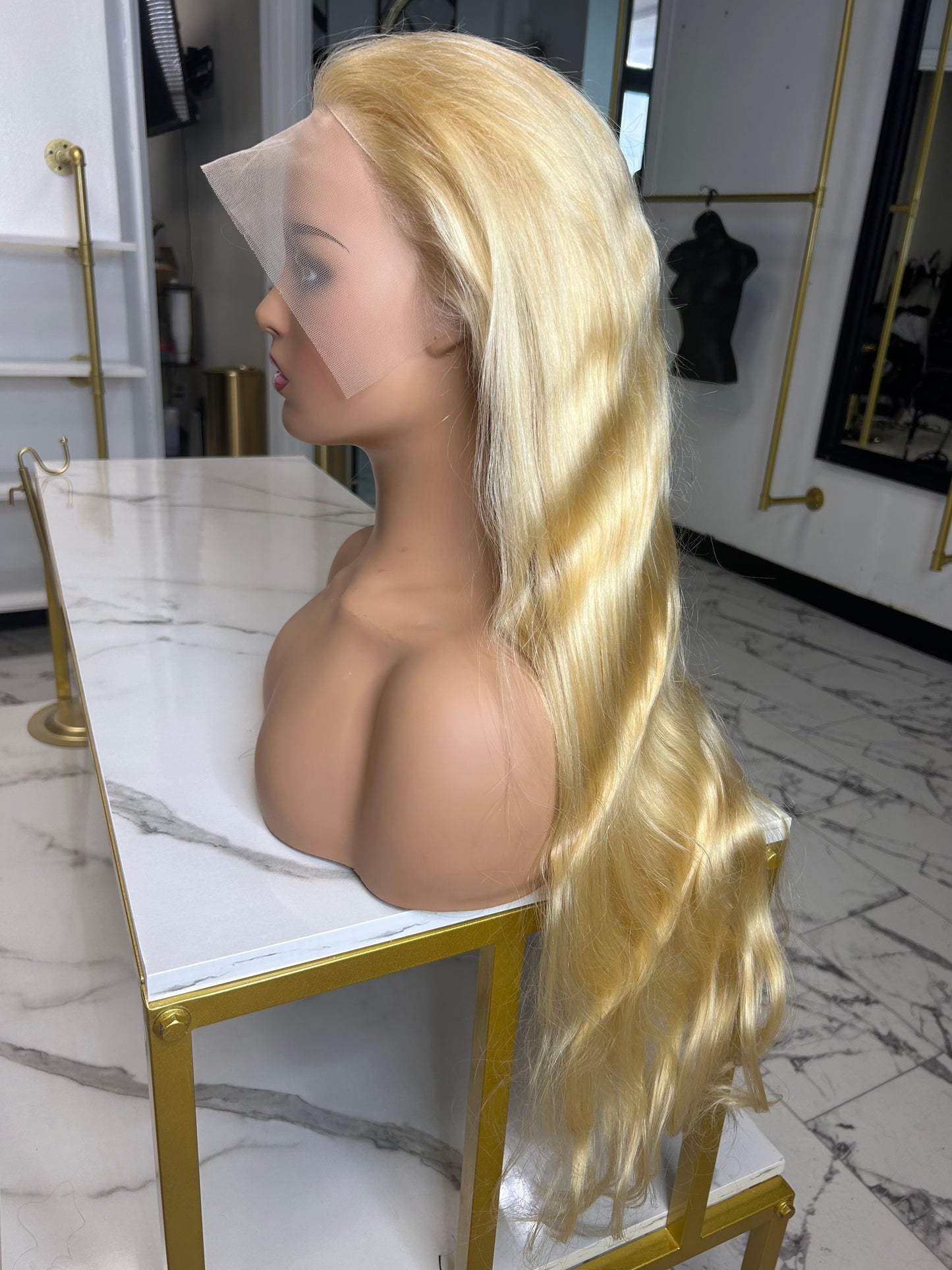 28” 613 blonde transparent cap frontal wig