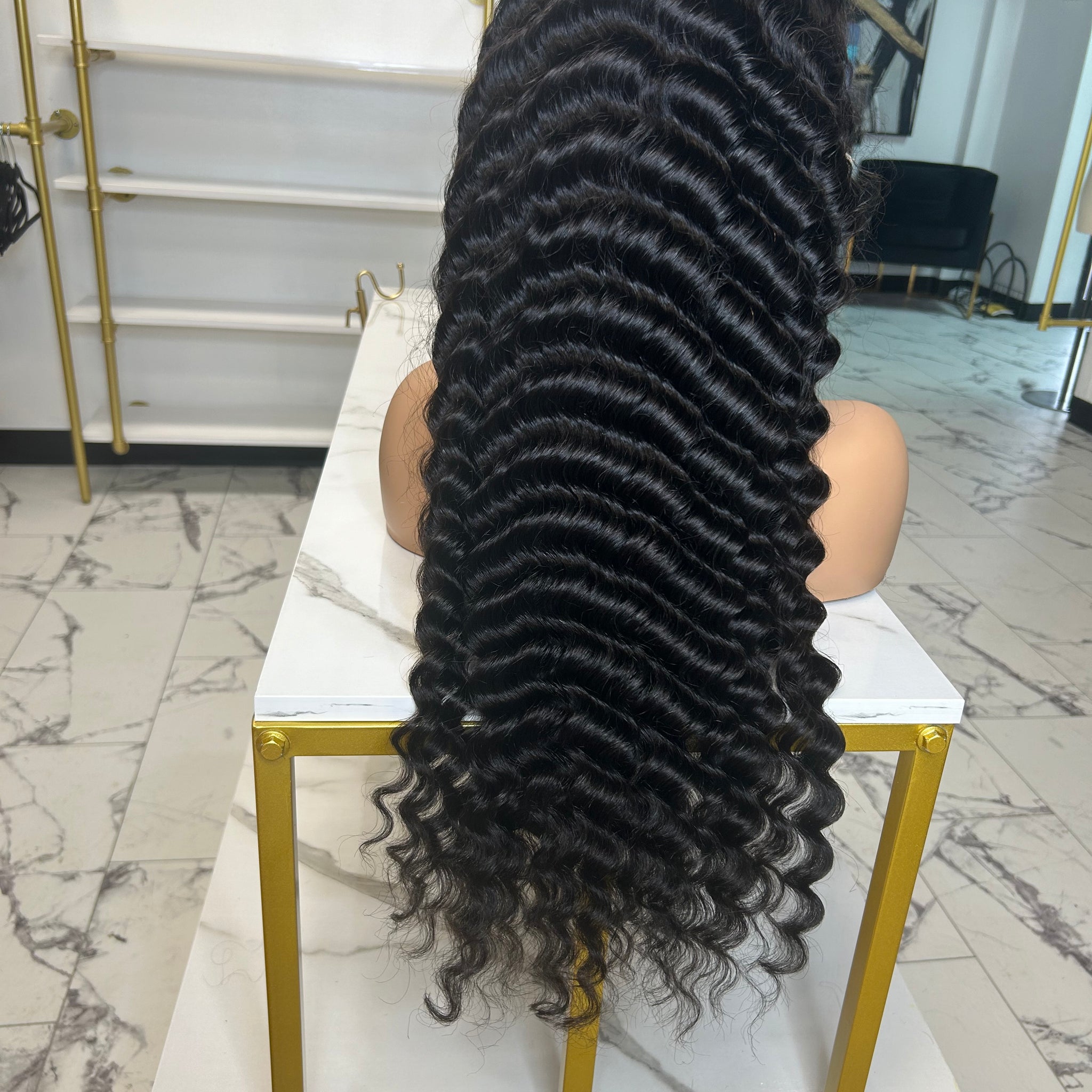 28” deep wave transparent frontal wig