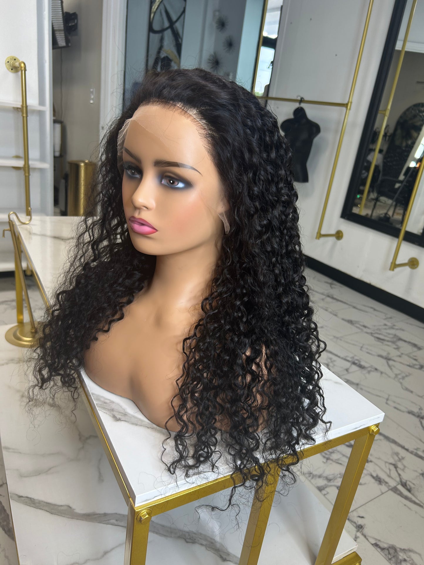 24” water wave transparent frontal wig