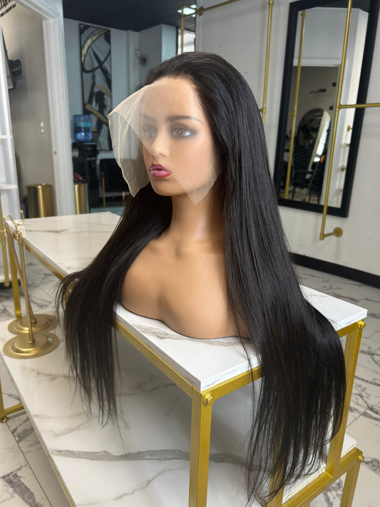 28” straight transparent frontal wig